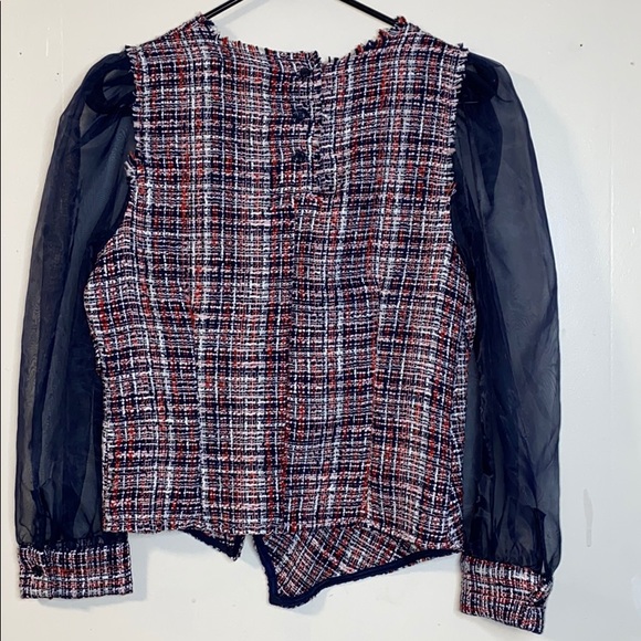 Zara Bloggers favorite organza and tweed top XS - Picture 5 of 13